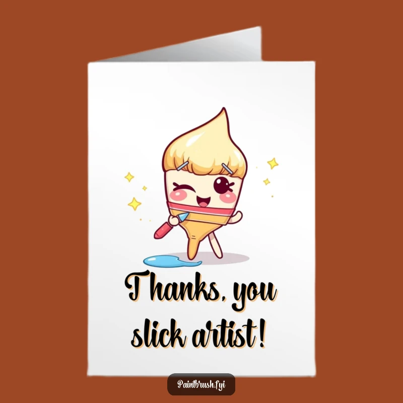 Free Printable Thank You Card: Winking Paintbrush Sparkle - Chic Gratitude Downloadable