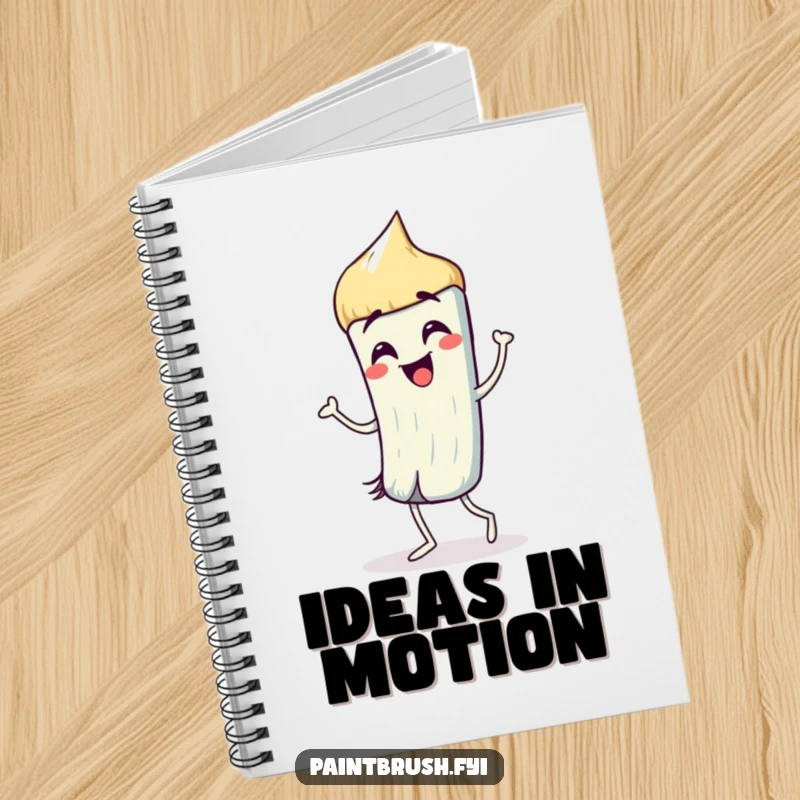 Funny Notebook: A paintbrush character dancing with lively strokes, perfect for jotting down creative ideas with humor.