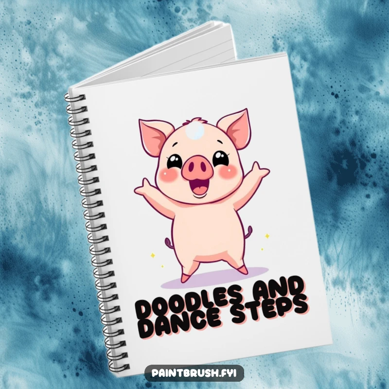 Funny Pig Notebook with a cheerful energetic pig dancing with disco ball reflections, perfect for jotting down ideas.