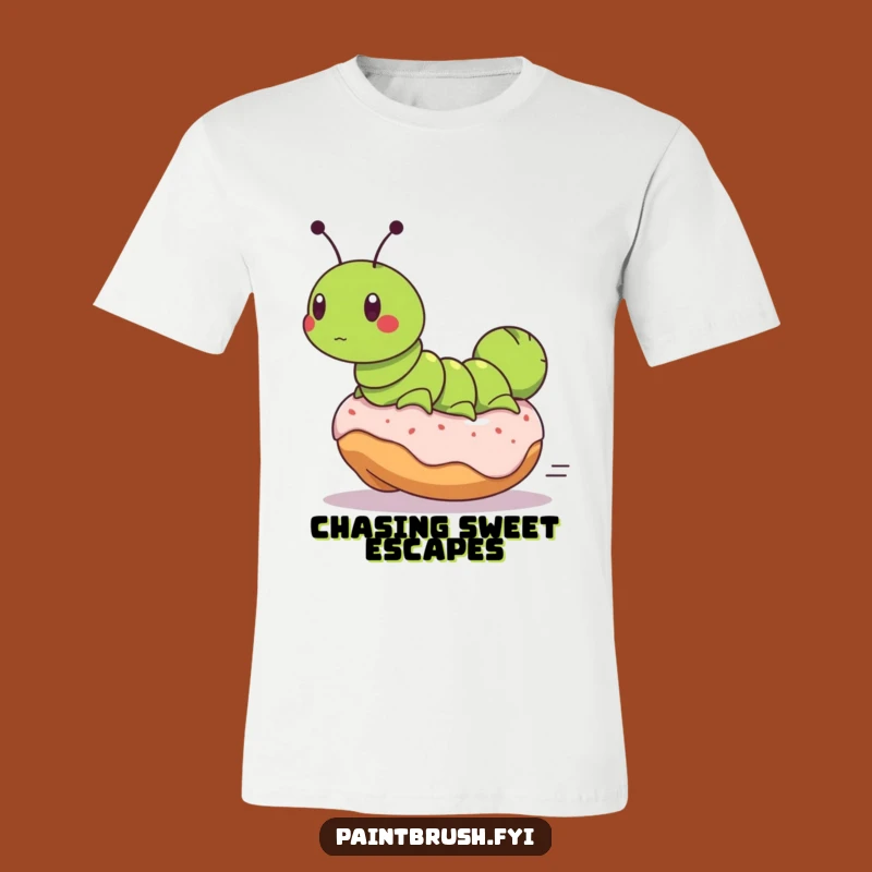 Funny Caterpillar Donut Chase T-Shirt - Hilarious Rolling Treat Adventure Tee Gift