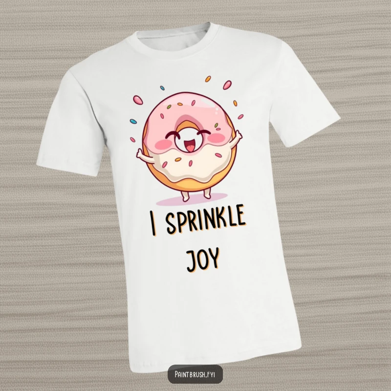 Funny T-Shirt showcasing a winking donut character gleefully juggling a cascade of sprinkles, embodying joyful, sweet chaos.