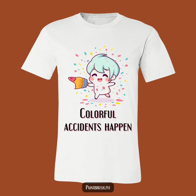 Funny Tripping Paintbrush T-Shirt - Colorful Art Chaos Tee Gift