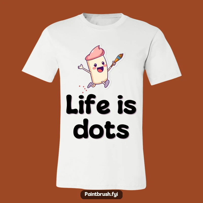 Funny Leaping Paintbrush T-Shirt - Exciting Dots Trail Tee, Ideal Funny Gift for Artists