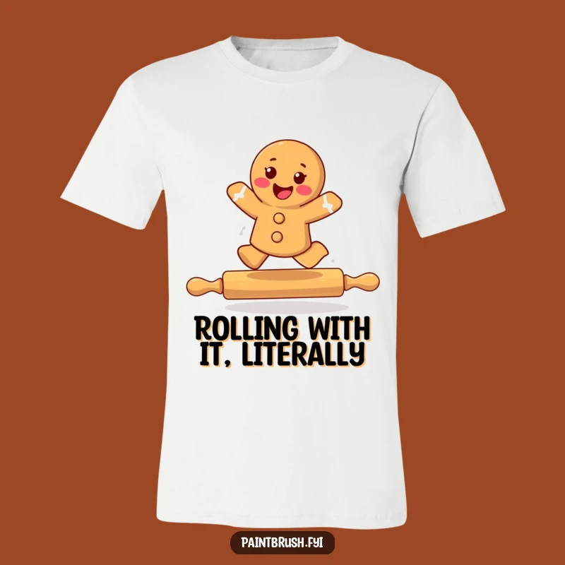 Funny Gingerbread Cookie Leaping Rolling Pin T-Shirt - Humorous Apparel Gift