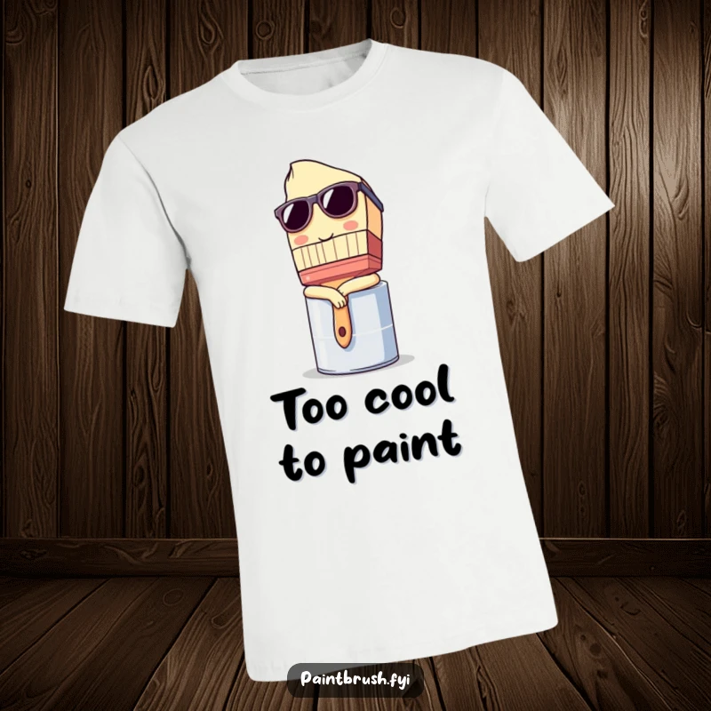 Funny T-Shirt: Paintbrush character wearing sunglasses and leaning casually on a paint can, exuding effortless style.