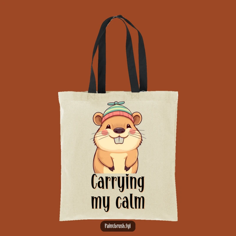 Funny Capybara Beanie Tote Bag: Grinning Character Carry-All for Fun