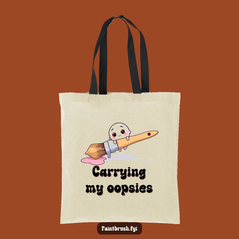 Funny Tote Bag: Comical Brush Trip Art Design - Perfect Funny Gift Bag