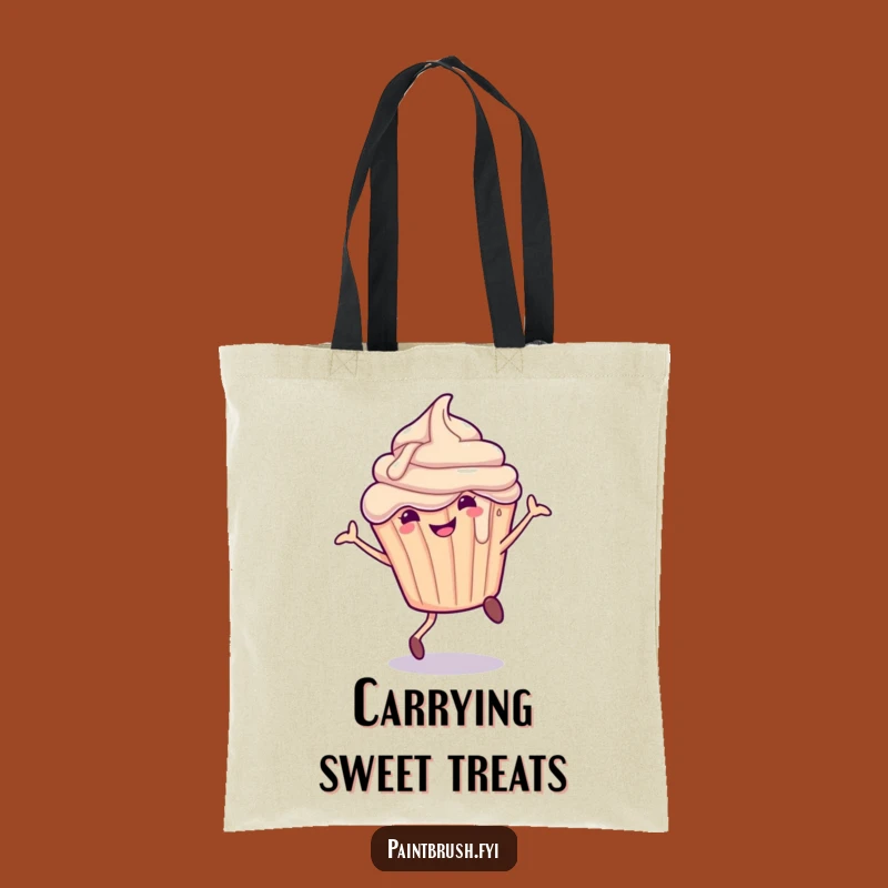 Funny Cupcake Cartwheel Tote Bag - Dripping Frosting Sweet Carry-All