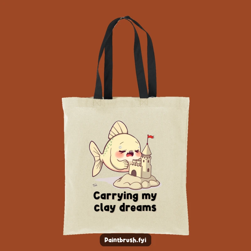 Funny Fish Clay Castle Tote Bag: Carry Your Creations with Artistic Flair