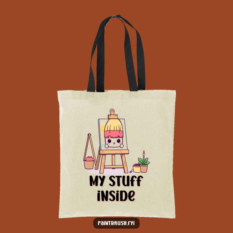 Funny Shy Paintbrush Tote Bag: Carry Your Art Quietly, Perfect Introvert Gift!