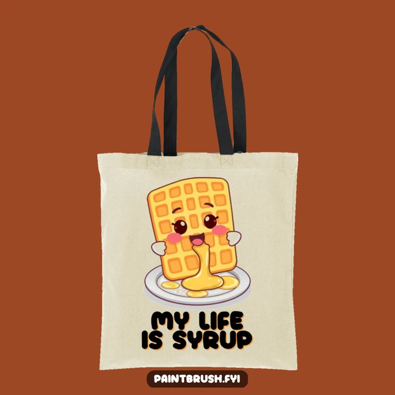 Funny Waffle Tote Bag: Playful Syrup Splatter, Carry Your Fun, Perfect Funny Gift